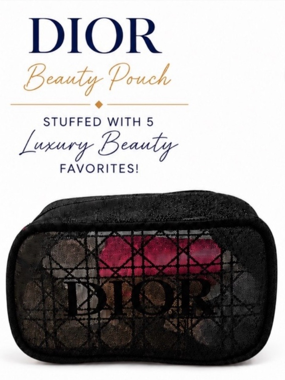 Dior New Black Quilted Cosmetic Pouch w/ Dior Lip Glow Oil & 4 more Beauty Items